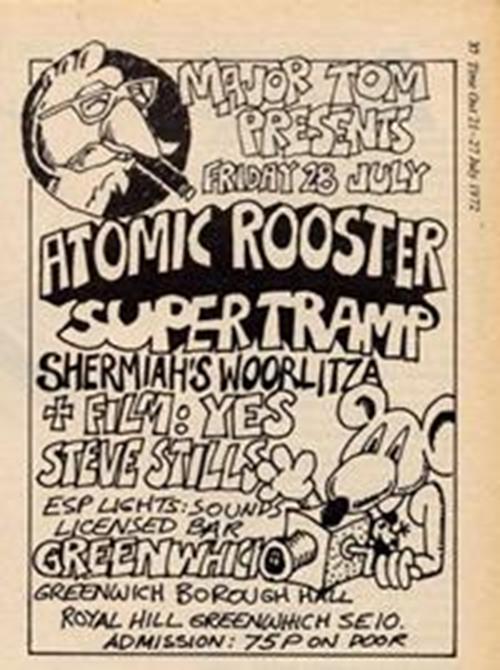 Atomic Rooster Supertramp Yes advert Time Out cutting 1972 - Afbeelding 1 van 1
