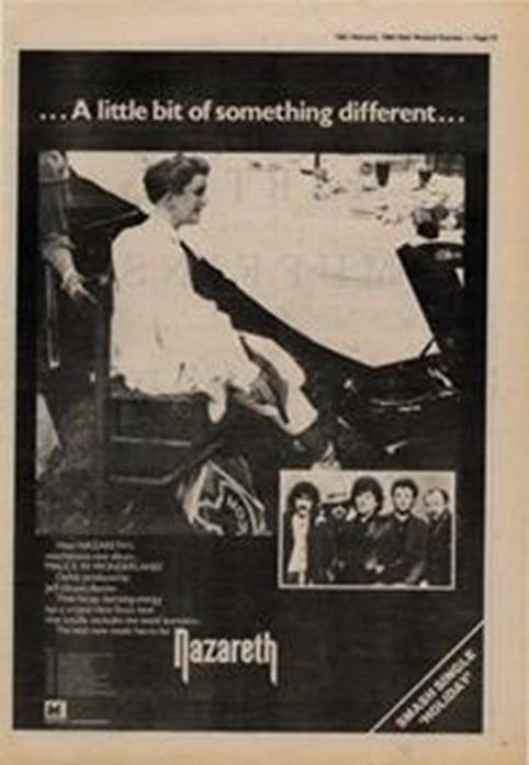 Nazareth Malice In Wonderland Tour Advert NME Cutting 1980 - Afbeelding 1 van 1